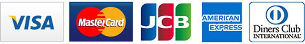 VISA, Mastercard, JCB, American Express, Diners Club International